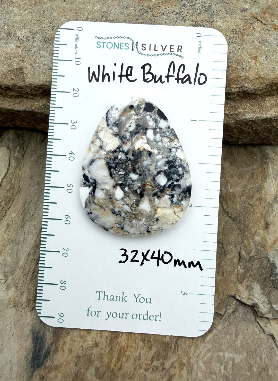 RARE White Buffalo (Nevada) Composite Focal Pendant Bead