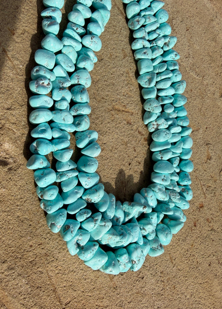 RARE White Creek Turquoise (Nevada) Graduated 6-16mm Nugget