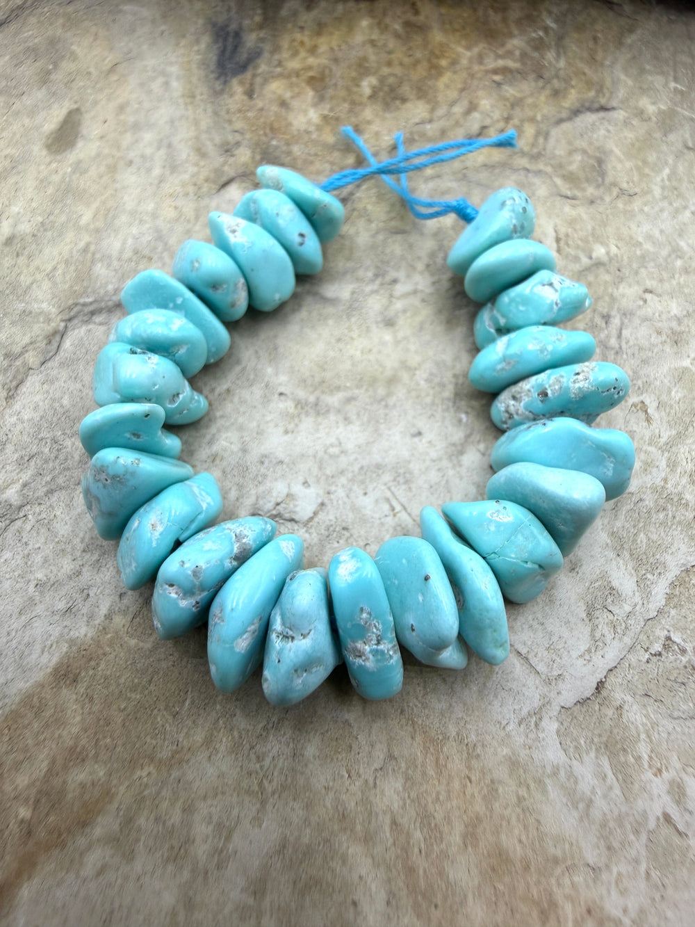 RARE White Creek Turquoise (Nevada) Graduated 8-12mm Nugget