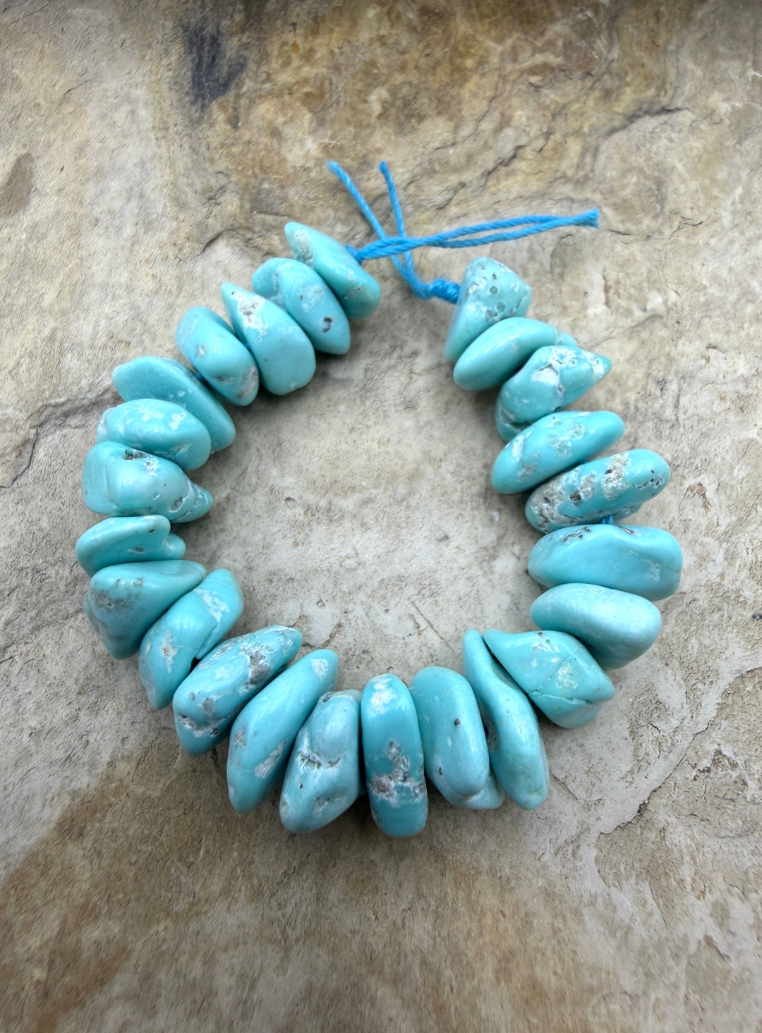 RARE White Creek Turquoise (Nevada) Graduated 8-12mm Nugget