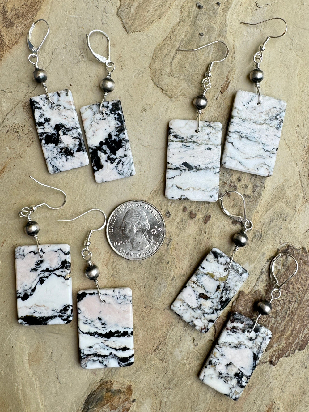 Ready to wear White Buffalo and Sterling Silver Earrings