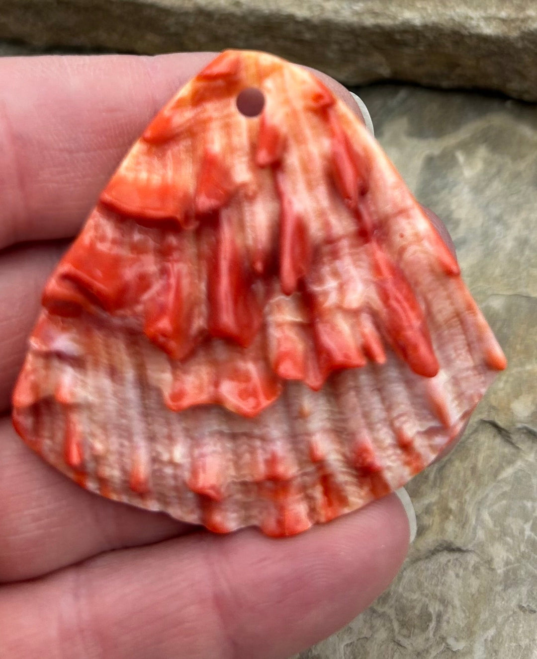Red and Orange Spiny Oyster BIG Focal Pendant Beads 52x50mm