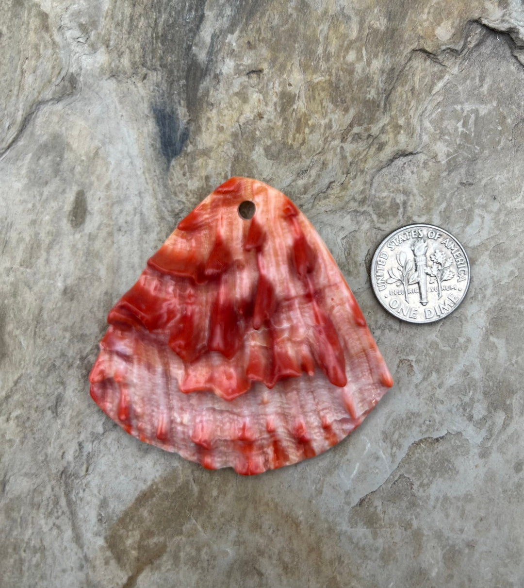 Red and Orange Spiny Oyster BIG Focal Pendant Beads 52x50mm
