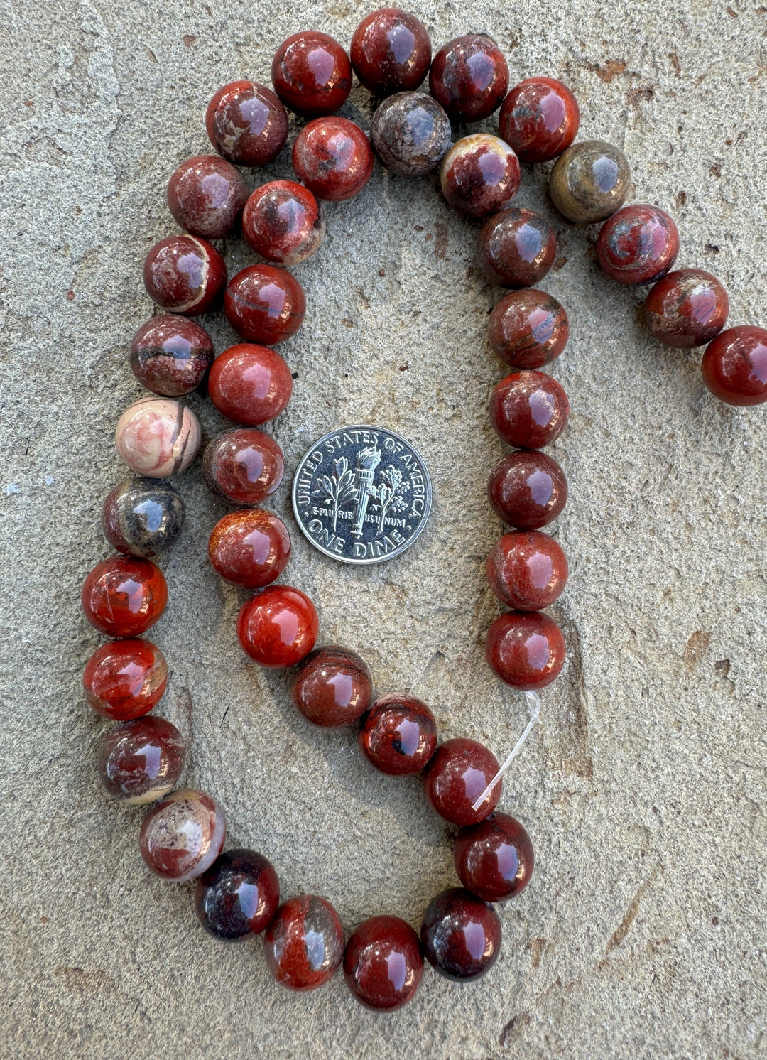 Red Brecciated Jasper 10mm Round Beads 16 inch Strand - Red