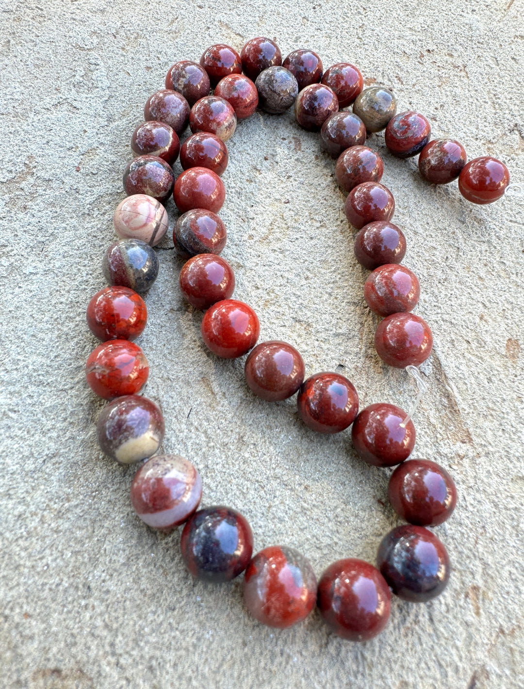 Red Brecciated Jasper 10mm Round Beads 16 inch Strand - Red