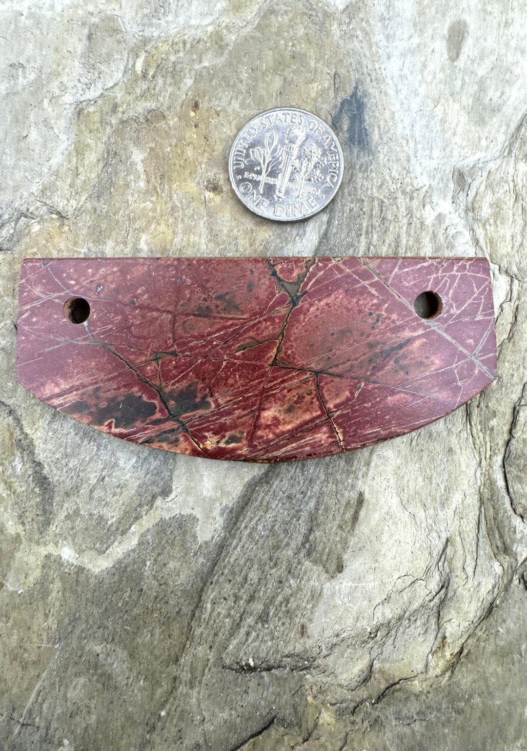 Red Creek Jasper Focal Pendant Connector Double Large Hole