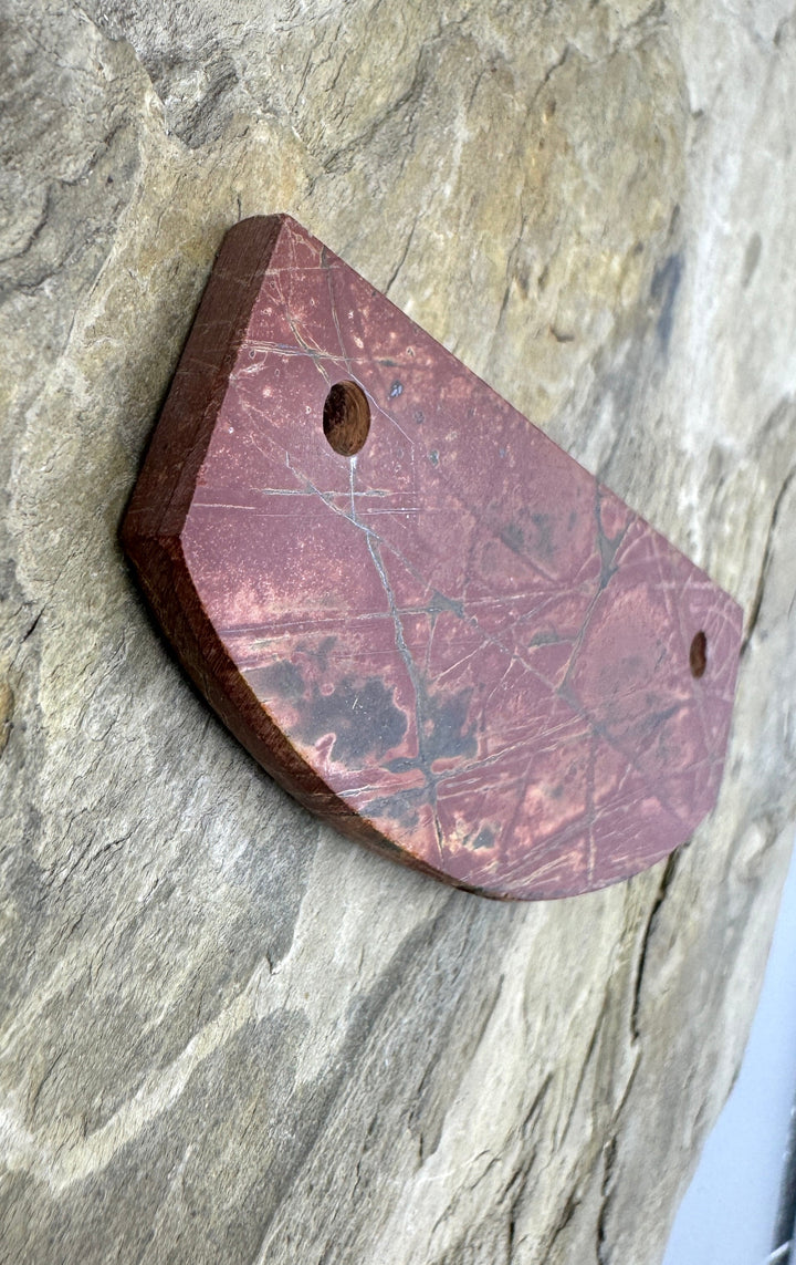 Red Creek Jasper Focal Pendant Connector Double Large Hole