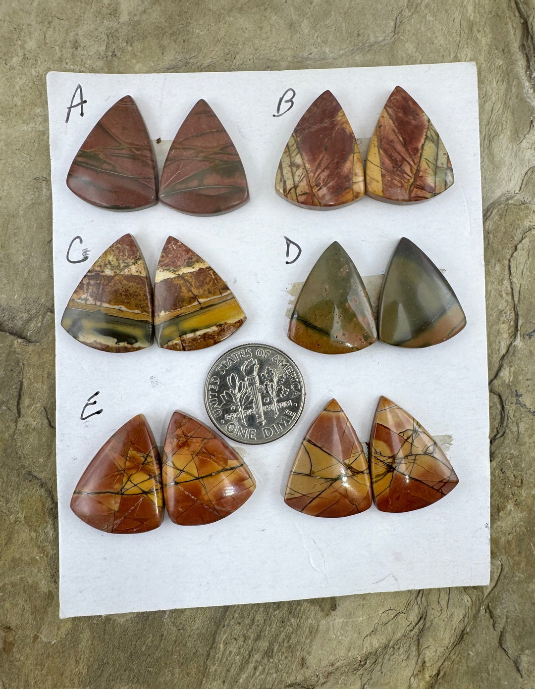 Red Creek Jasper Matching Cabochon Pairs 15x21mm (Select