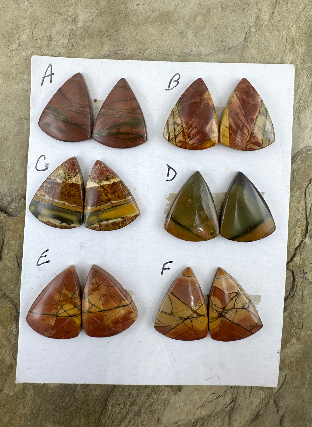 Red Creek Jasper Matching Cabochon Pairs 15x21mm (Select