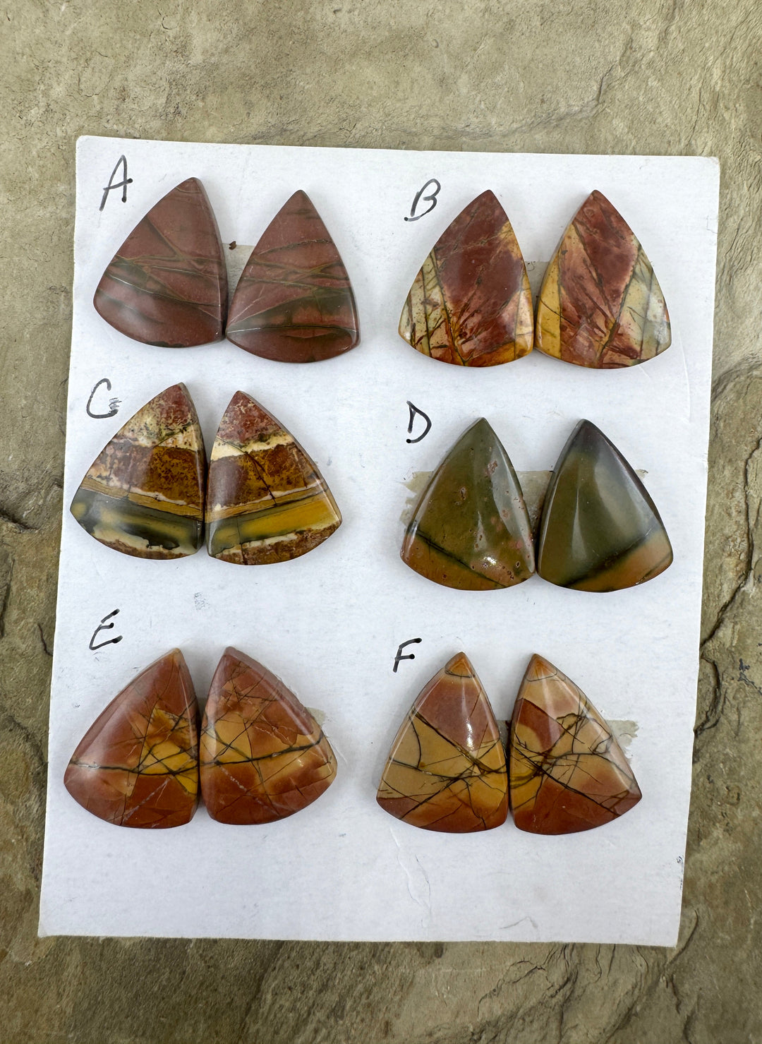 Red Creek Jasper Matching Cabochon Pairs 15x21mm (Select