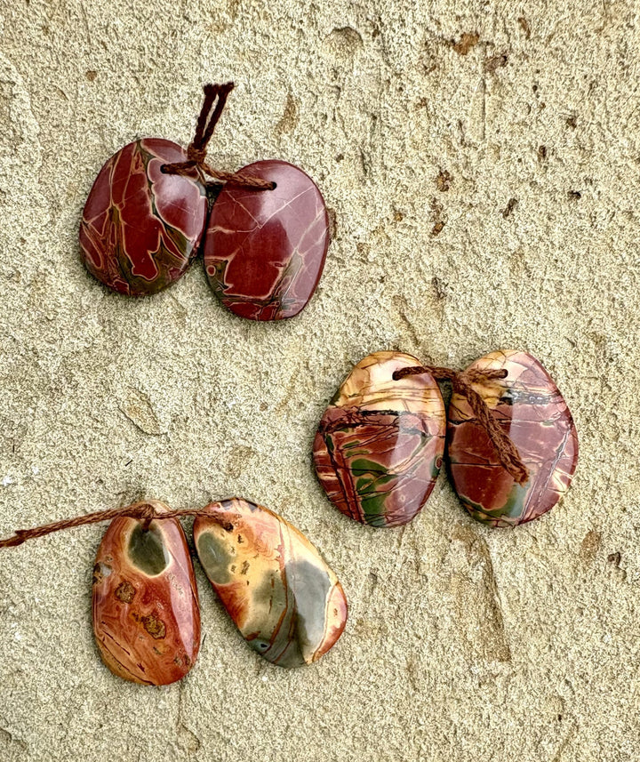 Red Creek Jasper Matching Earring Slab Bead Pairs (Select