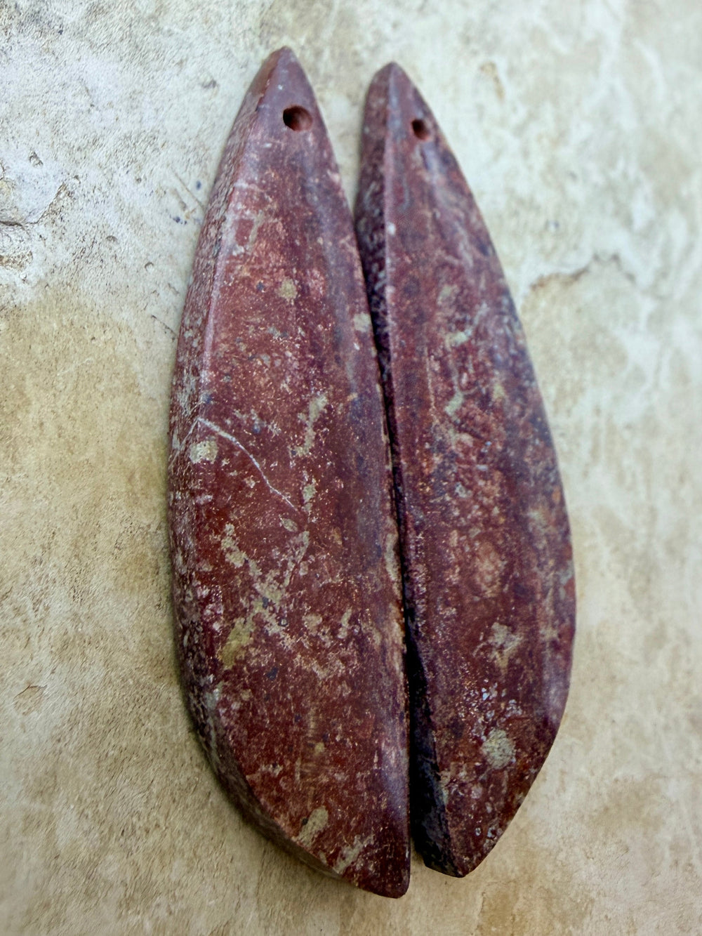 Red Jasperilla (Arizona) Matching Earring Slab Bead Pair