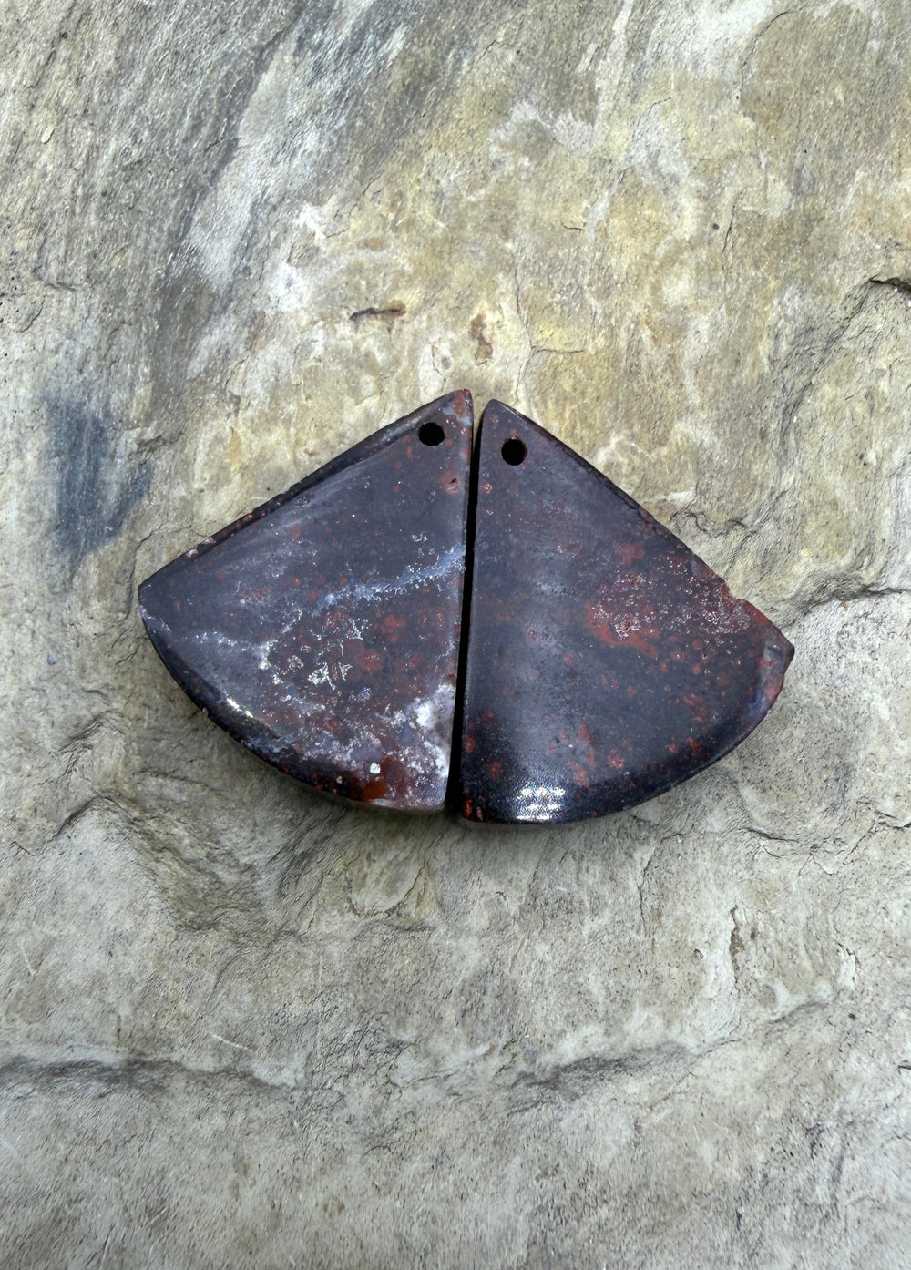 Red Jasperilla (Arizona) Matching Earring Slab Bead Pair