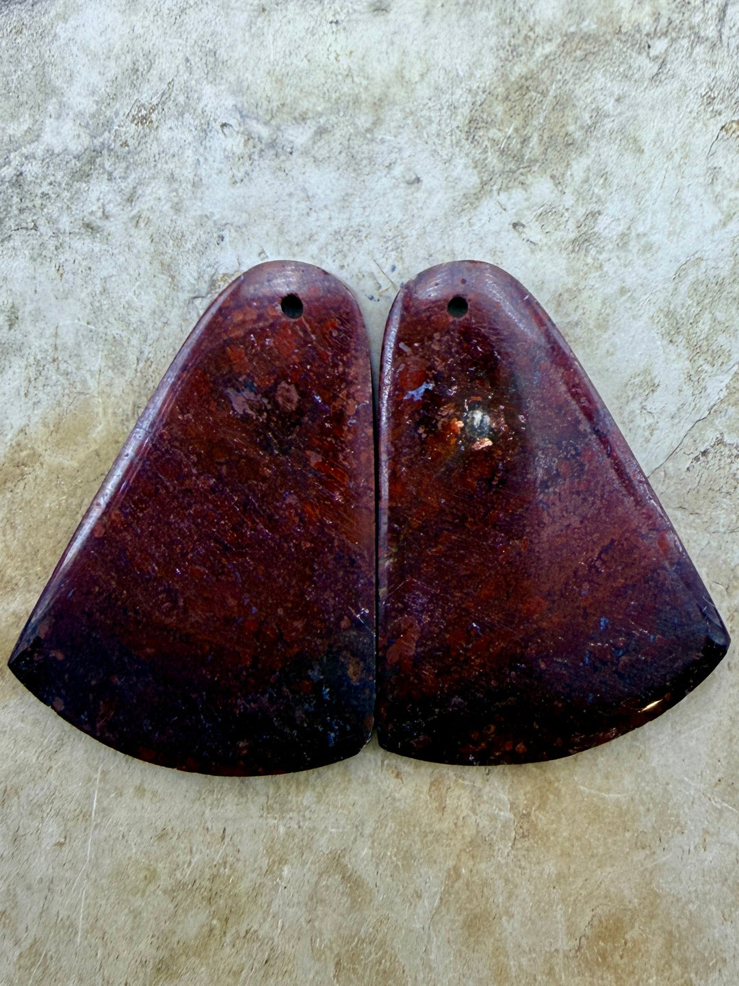 Red Jasperilla (Arizona) Matching Earring Slab Bead Pair