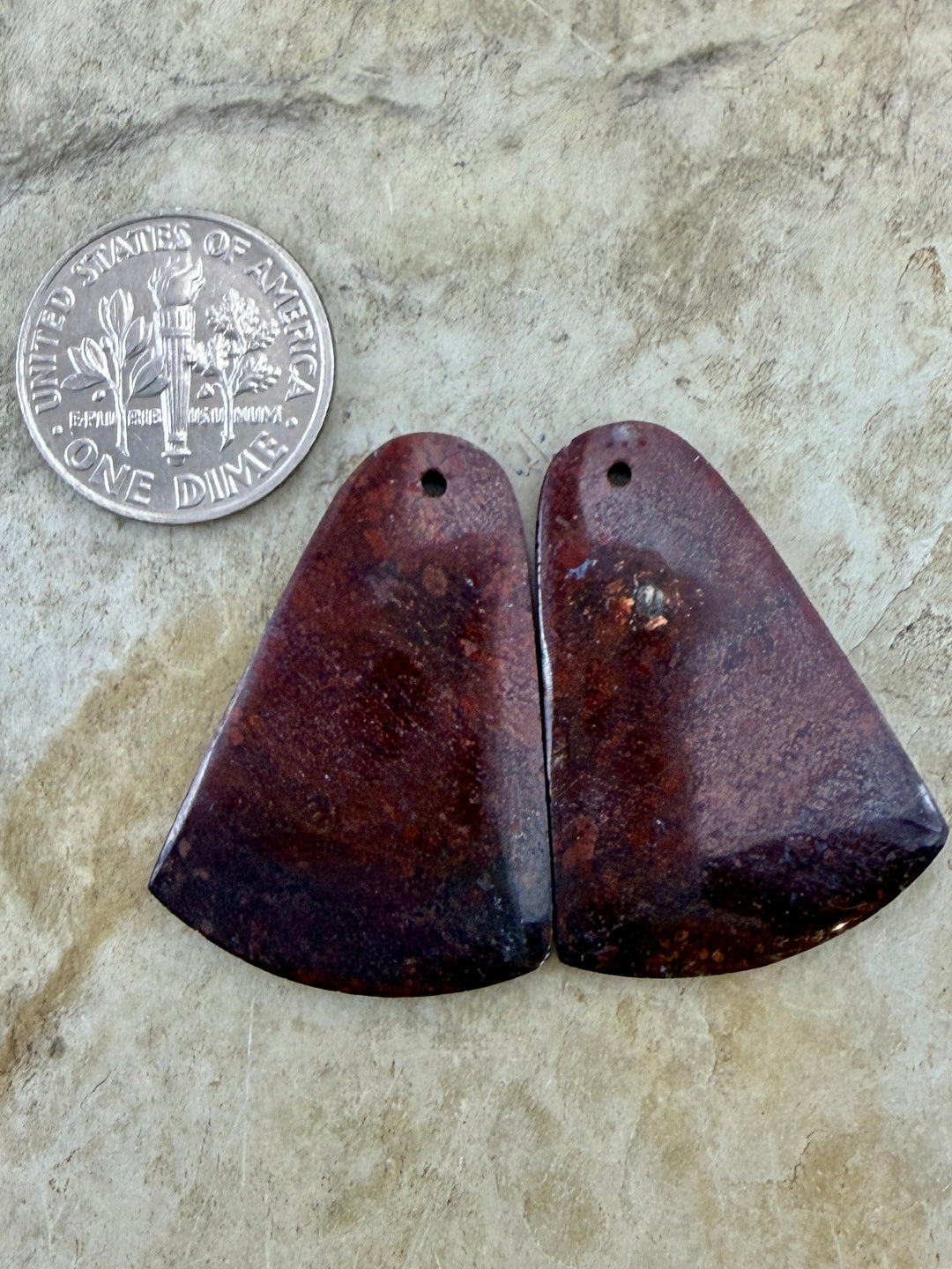 Red Jasperilla (Arizona) Matching Earring Slab Bead Pair