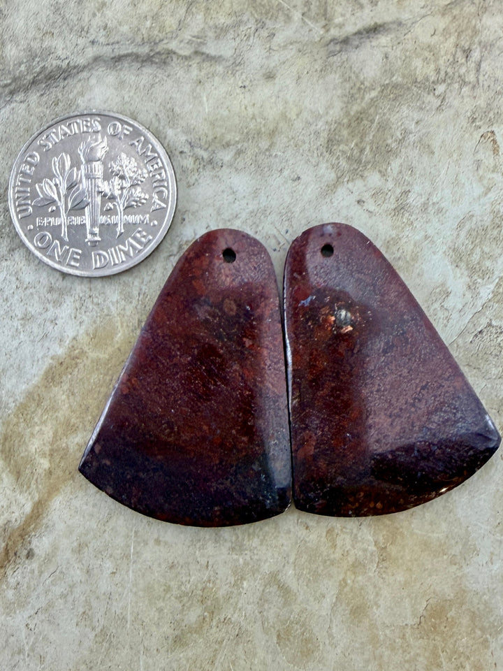 Red Jasperilla (Arizona) Matching Earring Slab Bead Pair