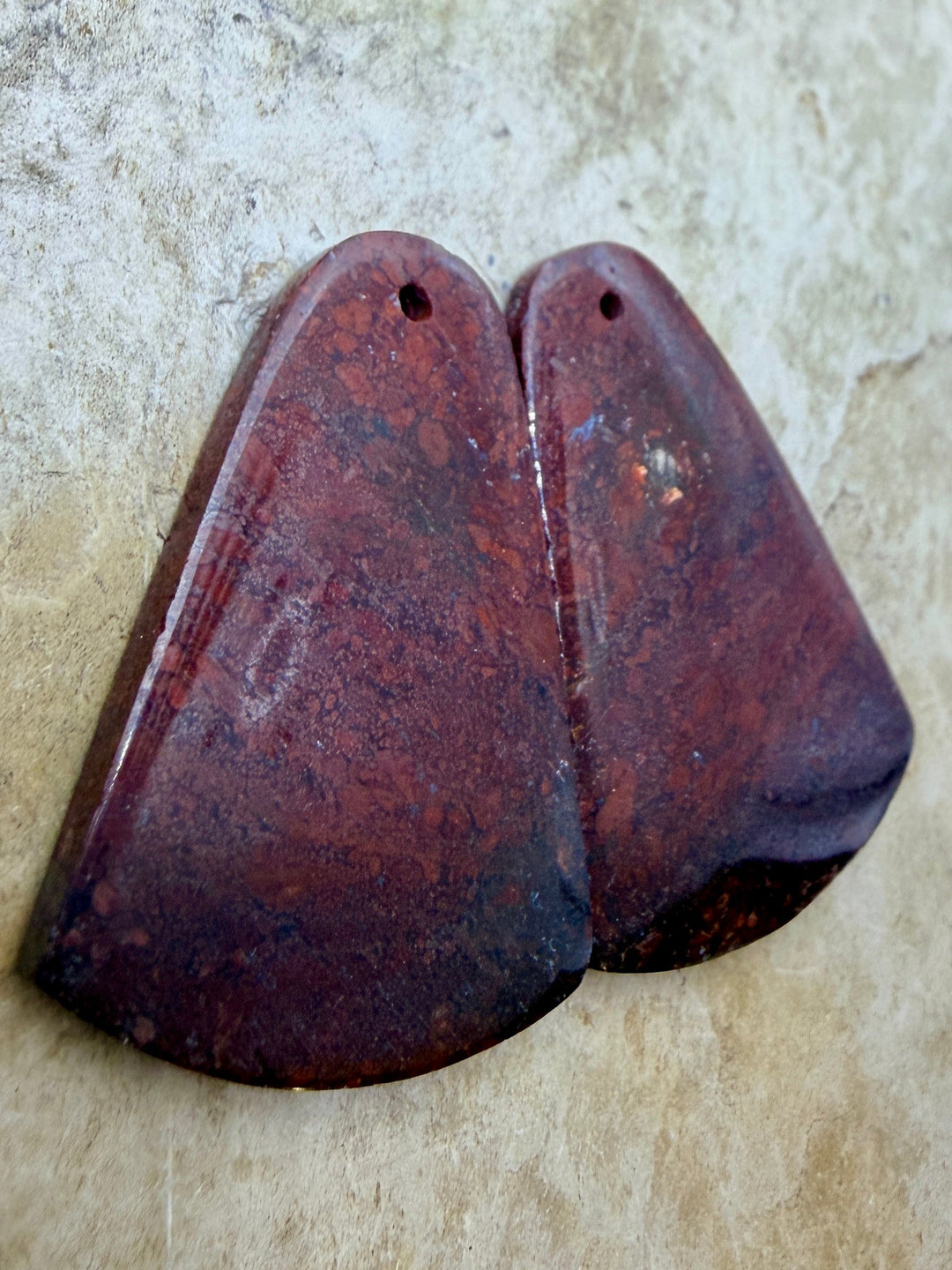 Red Jasperilla (Arizona) Matching Earring Slab Bead Pair