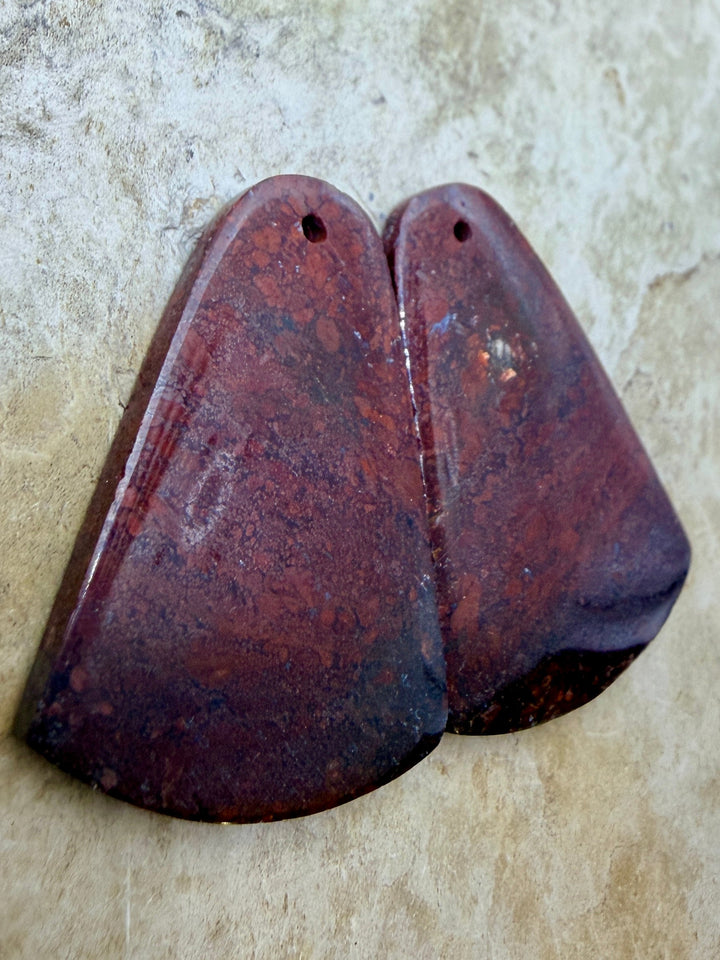 Red Jasperilla (Arizona) Matching Earring Slab Bead Pair