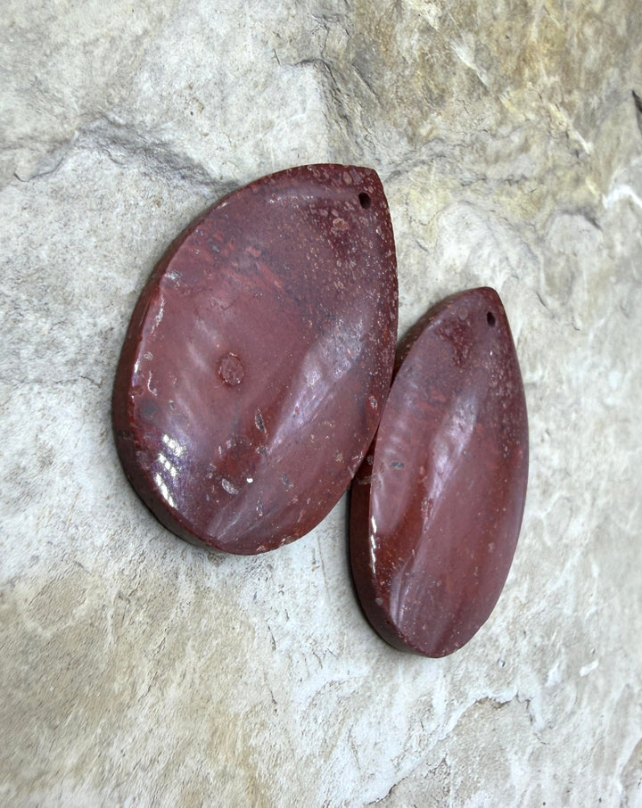 Red Jasperilla (Arizona) Matching Earring Slab Bead Pair