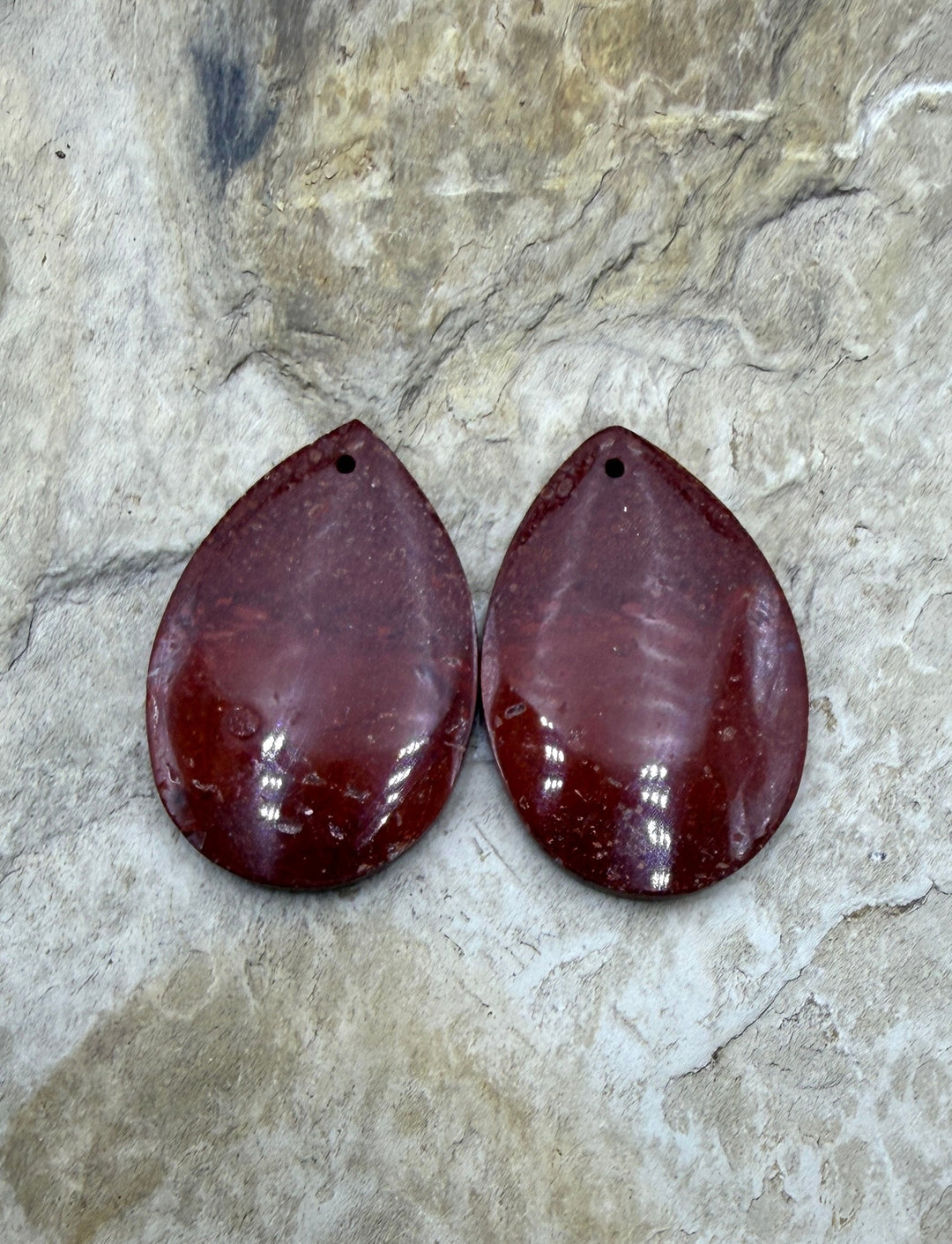 Red Jasperilla (Arizona) Matching Earring Slab Bead Pair