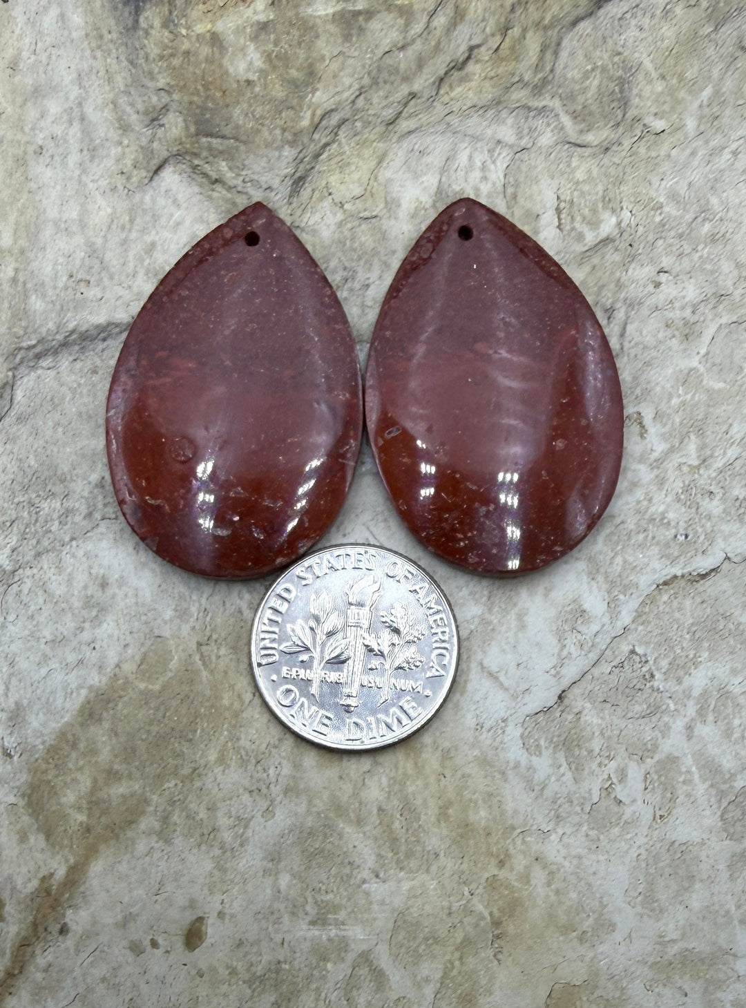 Red Jasperilla (Arizona) Matching Earring Slab Bead Pair