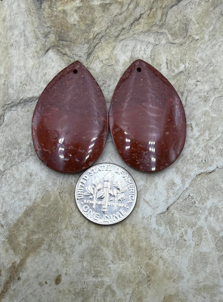 Red Jasperilla (Arizona) Matching Earring Slab Bead Pair