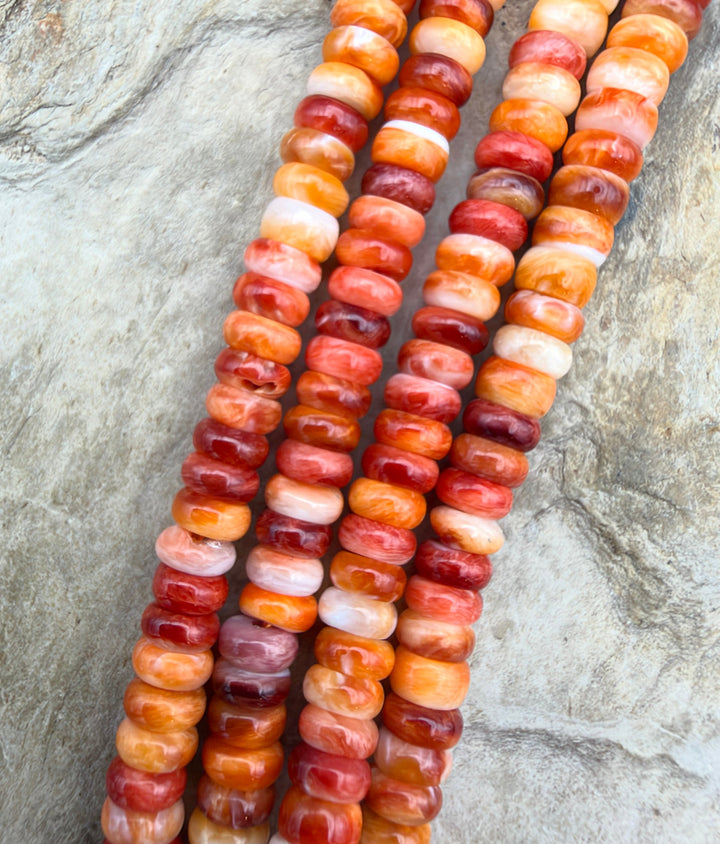 Red/Orange Spiny Oyster 4mm Rondelle Beads One 16 Inch