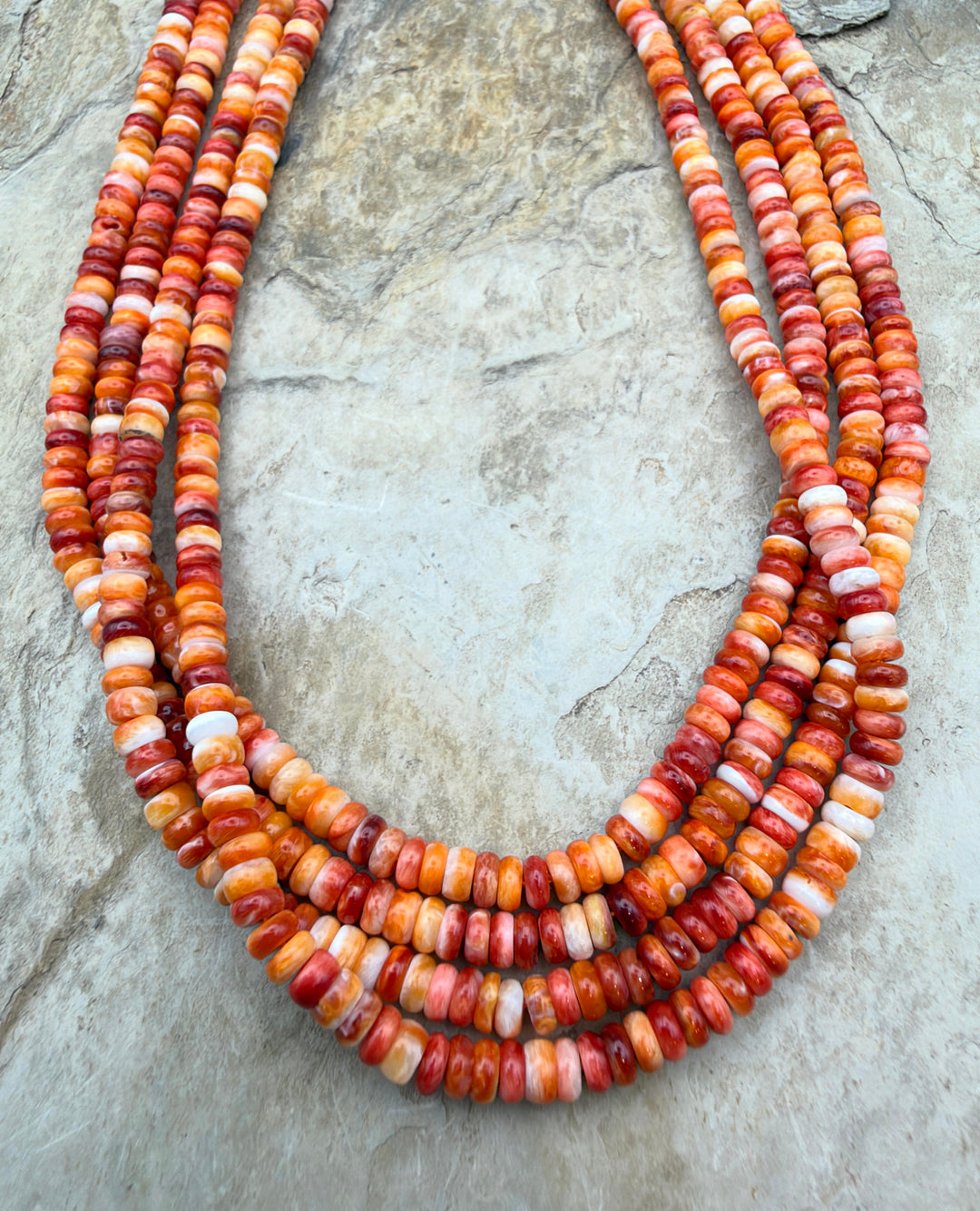 Red/Orange Spiny Oyster 4mm Rondelle Beads One 16 Inch