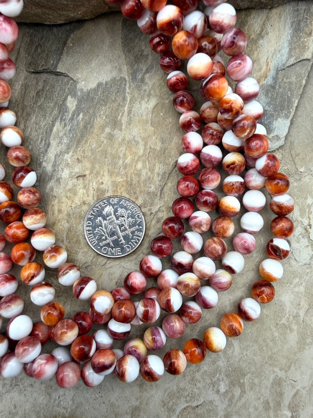 Red/Purple Spiny Oyster 6mm Round Beads One 16 Inch Strand