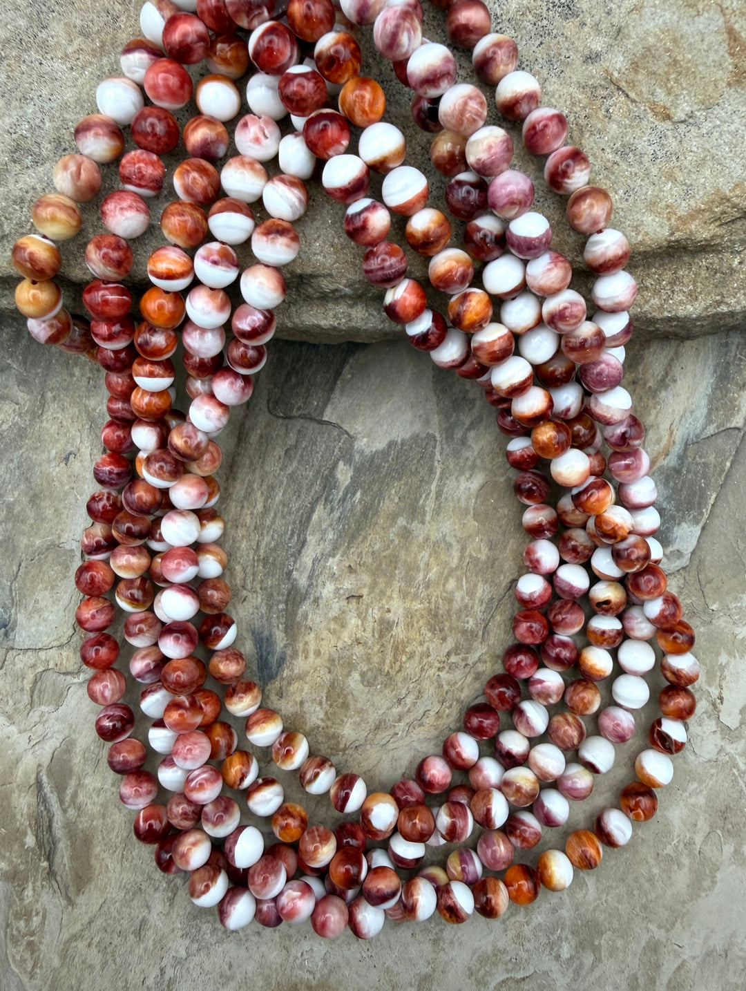 Red/Purple Spiny Oyster 6mm Round Beads One 16 Inch Strand