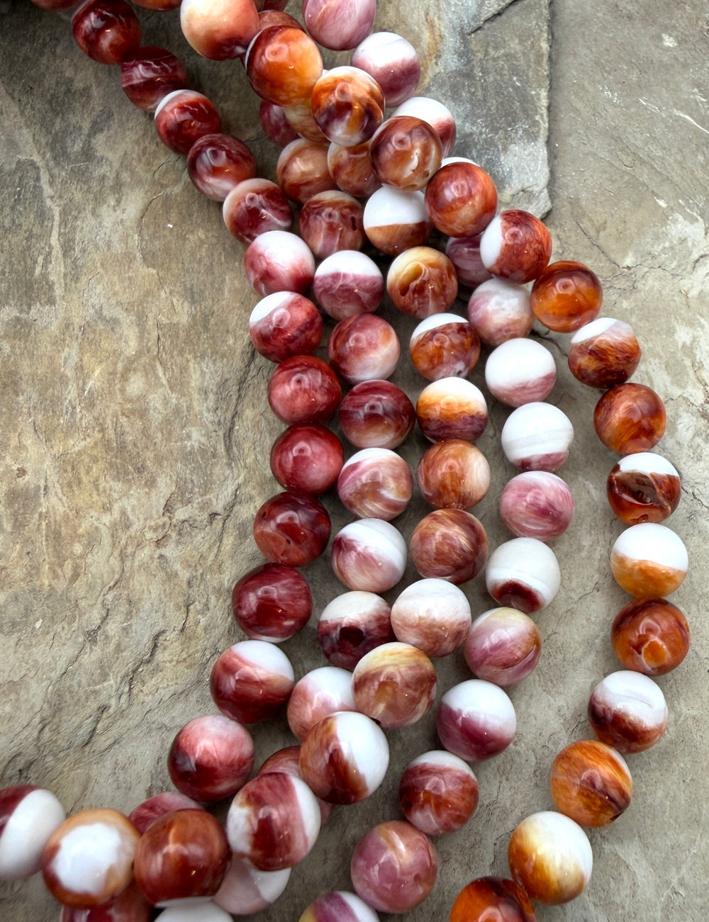 Red/Purple Spiny Oyster 6mm Round Beads One 16 Inch Strand