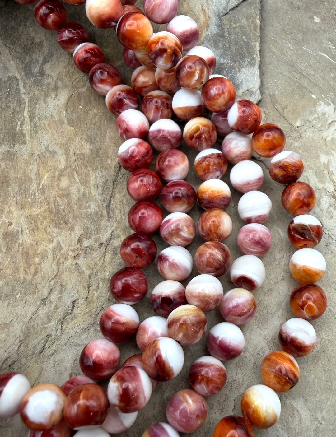 Red/Purple Spiny Oyster 6mm Round Beads One 16 Inch Strand