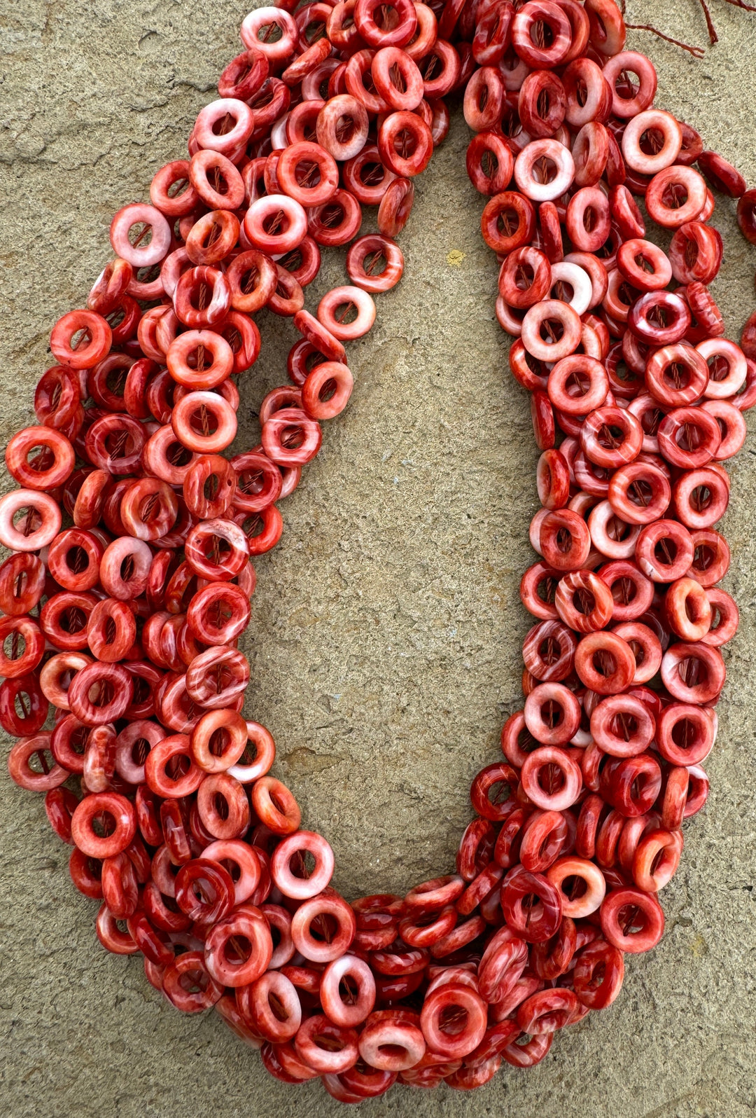 Red/Rust Spiny Oyster 10mm Donut Beads (16 Inch Strand)