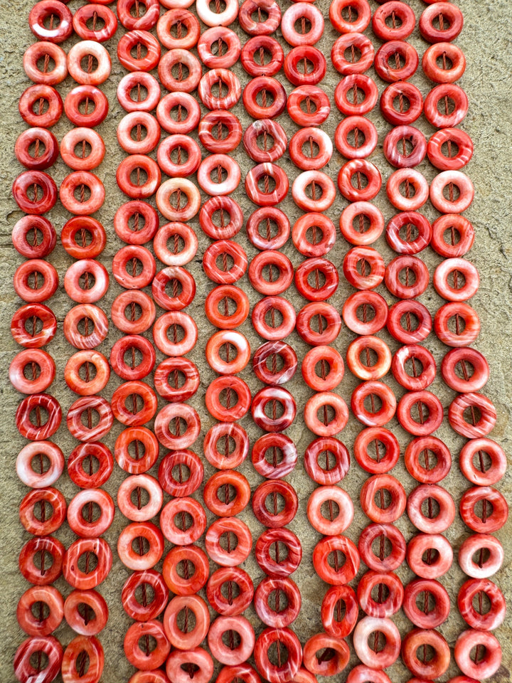 Red/Rust Spiny Oyster 10mm Donut Beads (16 Inch Strand)