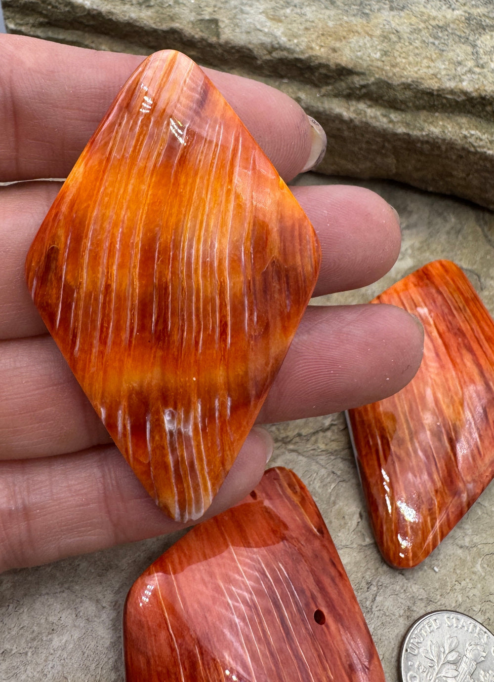 Red/Rust Spiny Oyster Focal Pendant Beads 38x60mm