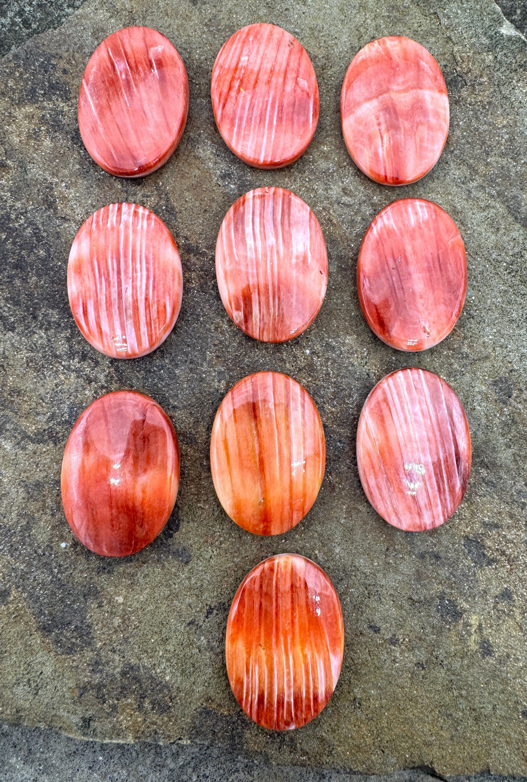 Red/Rust Spiny Oyster Oval Focal Bead 25x35mm Side Drilled