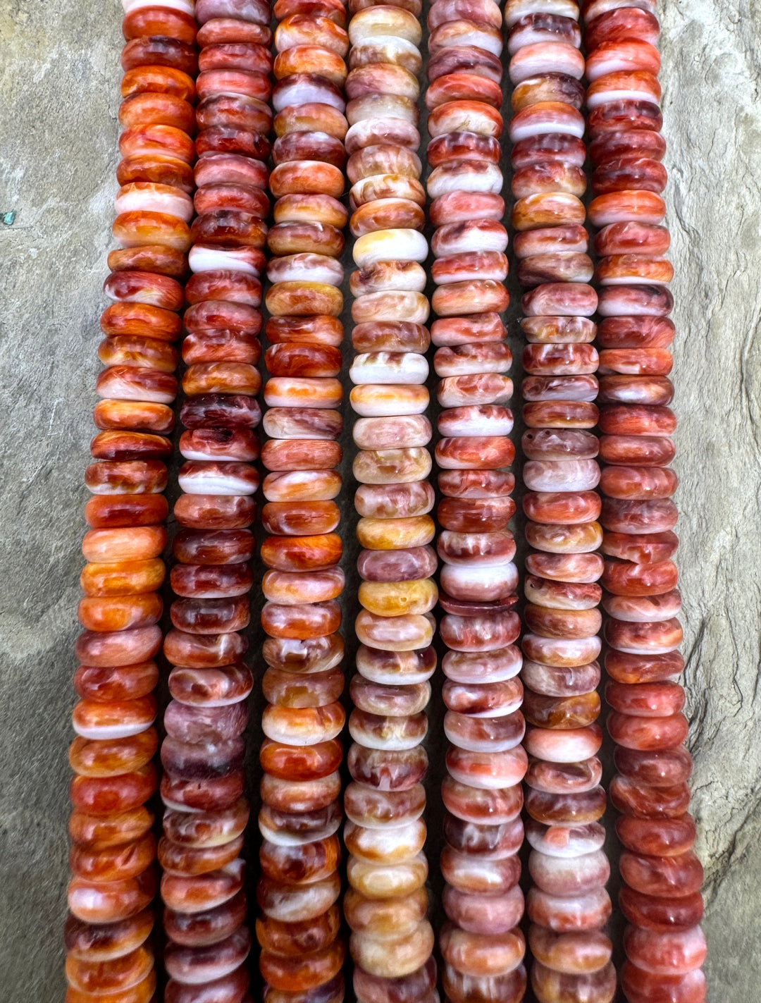 Red/Rust Spiny Oyster Wheel Beads 6mm (16 inch strand)