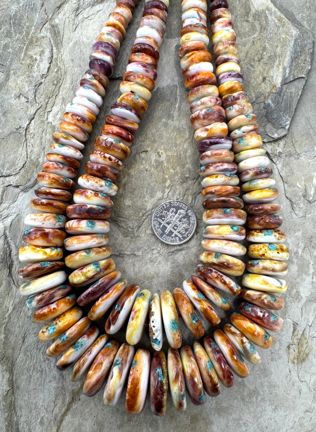 Red/Rust with Yellow Spiny Oyster with Turquoise Inlay