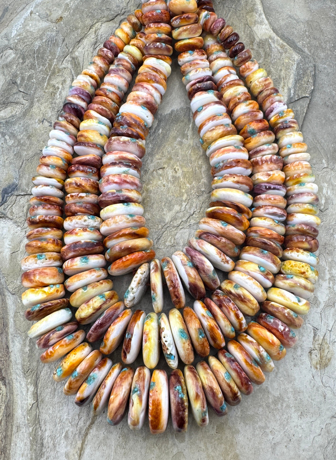 Red/Rust with Yellow Spiny Oyster with Turquoise Inlay