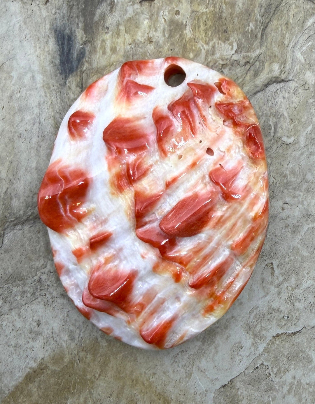 Red Spiny LARGE Focal Pendant Bead (Large Hole) 42x57mm