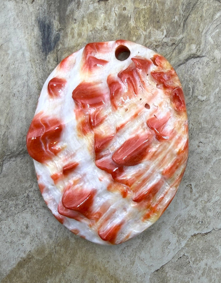 Red Spiny LARGE Focal Pendant Bead (Large Hole) 42x57mm