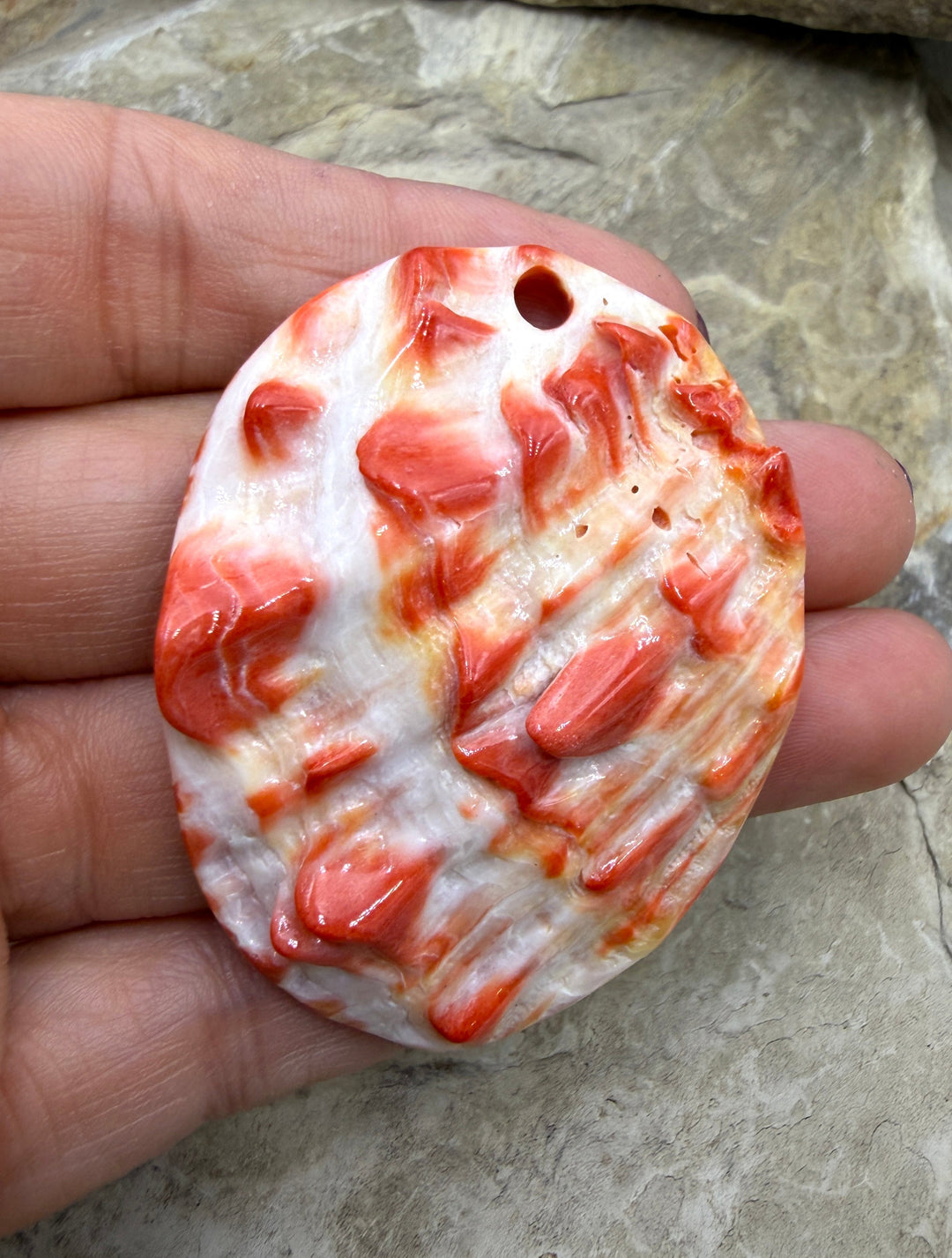 Red Spiny LARGE Focal Pendant Bead (Large Hole) 42x57mm