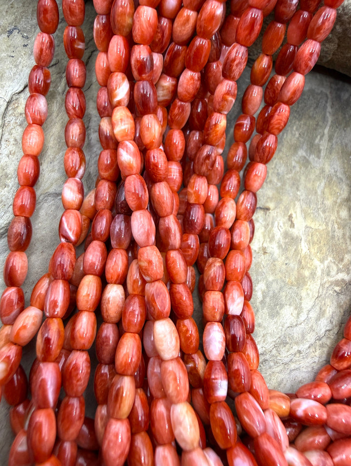 Red Spiny Oyster 3x5mm Rice Beads One 16 Inch Strand