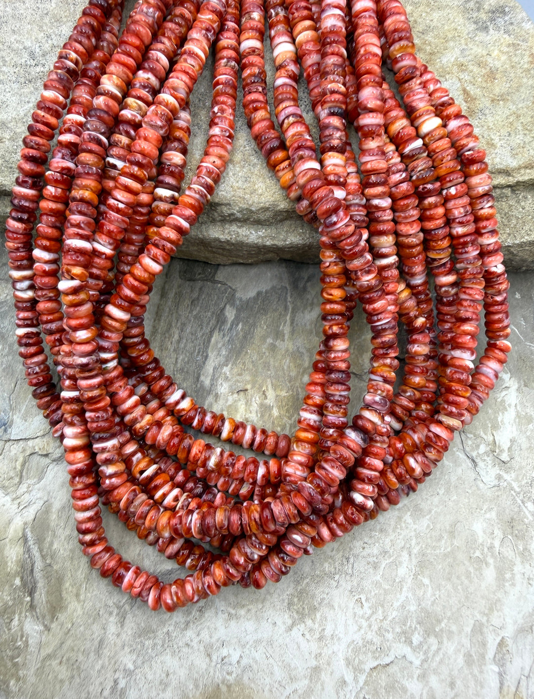 Red Spiny Oyster 6mm Button Beads One 16 Inch Strand