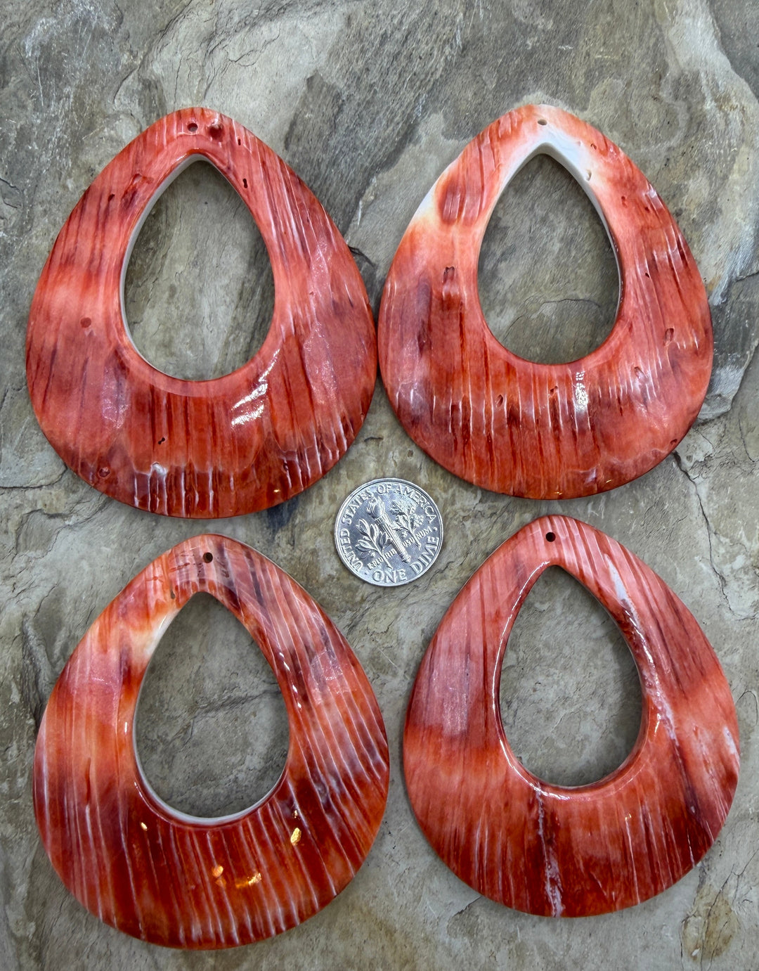Red Spiny Oyster BIG Teardrop Shapped Focal Pendant Beads