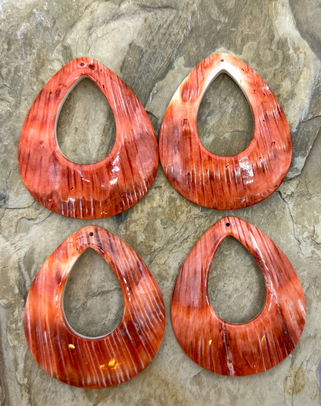 Red Spiny Oyster BIG Teardrop Shapped Focal Pendant Beads