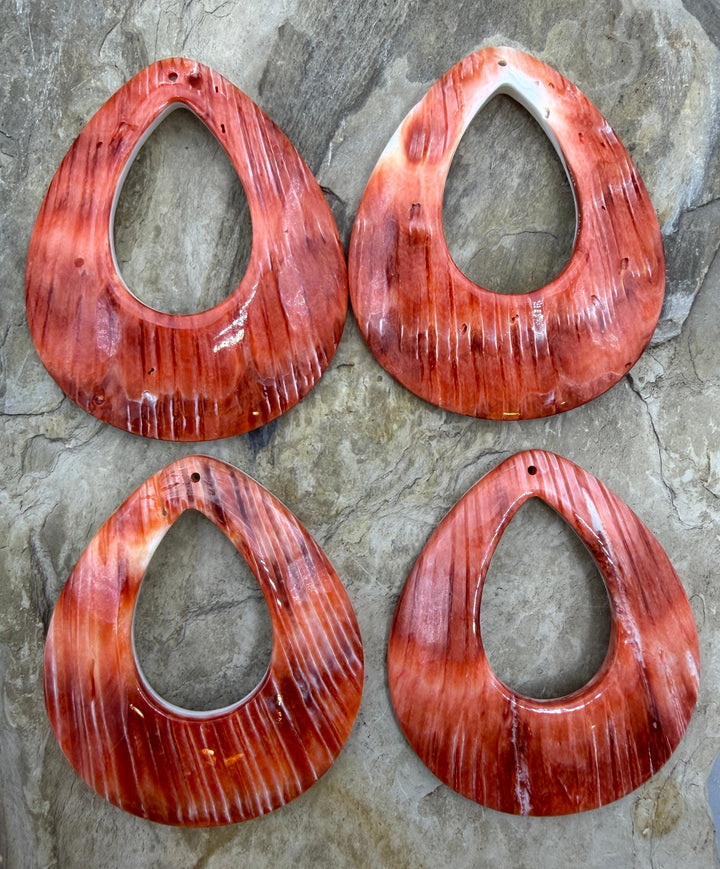Red Spiny Oyster BIG Teardrop Shapped Focal Pendant Beads