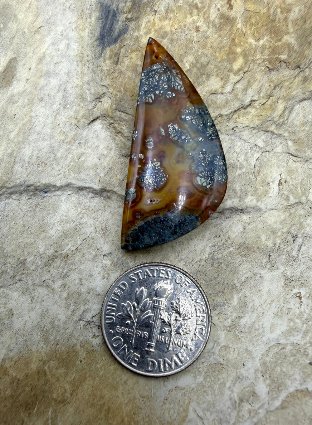 Red/Yellow Macasite Pyrite Matching Earring Slab Bead Pair