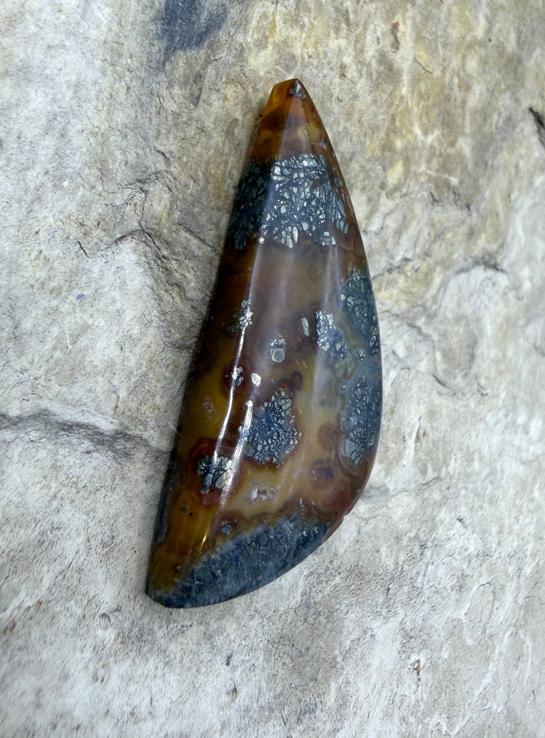Red/Yellow Macasite Pyrite Matching Earring Slab Bead Pair