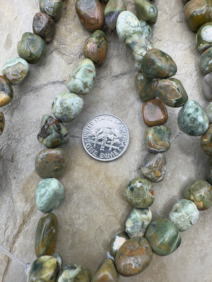 Rhyolite 10-12mm Nugget Bead Strand 16 inch Strand